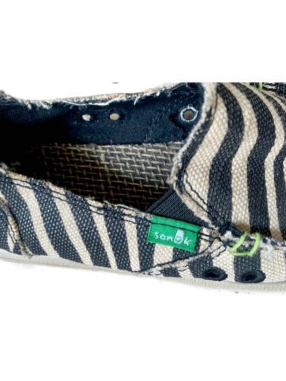 Sanuk On The Prowl Zebra Print Slip On Shoes Size 5 Metallic Black Comfort Flats - Picture 3 of 4